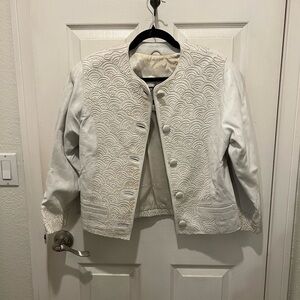 Elegant White Embroidered Women's Jacket